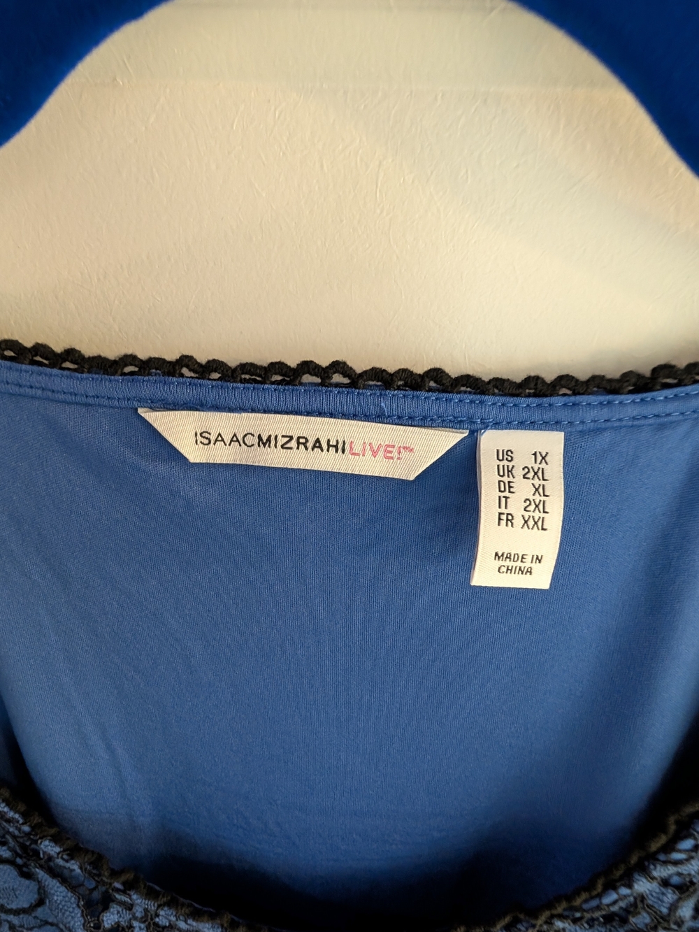 NWOT Isaac Mizrahi Live Plus Size Blue Lace Bell Sleeve Blouse - 1X - Picture 4 of 4